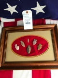 Six Beautifully framed Arrow heads from Tennessee 15 inches wide x 11 inches tall - not Taxidermy