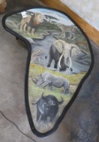 BEAUTIFUL Big 5 Painted on Elephant Ear Table TAXIDERMY