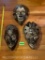 Three Awesome, Different, REAL, African Tikar Masks Cameroons, VERY Ornate (3x$)