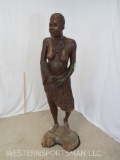 LIFESIZE CARVED LEADWOOD AFRICAN STATUE