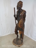 LIFESIZE CARVED LEADWOOD AFRICAN STATUE