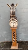 A HUGE Beautiful, African Zebra Pedestal mount, on a Custom Base
