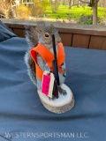 Hunting Grey Squirrel, New Taxidermy complete with rifle and orange hunting vest !