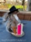 Cowboy Squirrel, complete with Cowboy hat, gun and holster ! On a wood base Great - NEW - Taxidermy