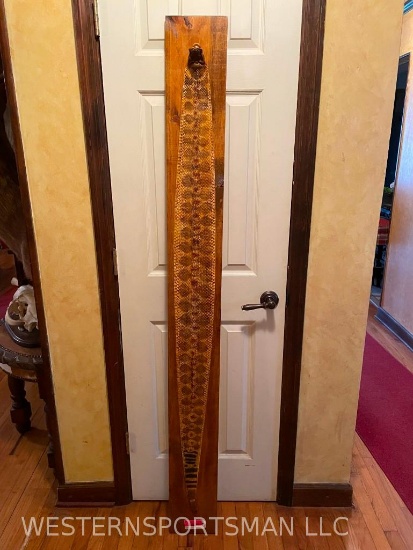 HUGE, 6 4 1/2 inch long Rattle Snake on a 72 inch long wood backing - Great Taxidermy