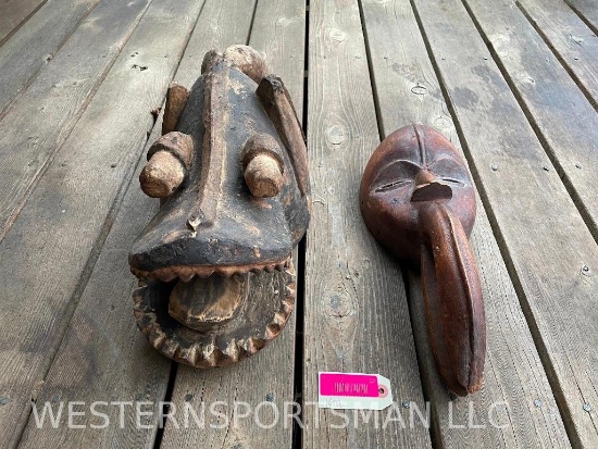 TWO, OLD African Tribal mask from Zaire,- now -Congo 2 X $ - Collectors, not Taxidermy