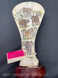 Beautiful Scrimshawed Scapula featuring the Africa Big Five, signed by the Artist