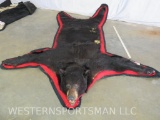 FELTED BLACK BEAR RUG W/MOUNTED HEAD -HAS DRY ROT TAXIDERMY