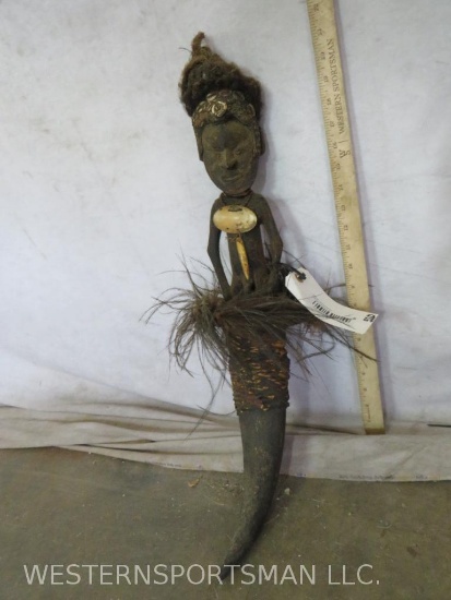 CARVED WOODEN CEREMONIAL AFRICAN STATUE