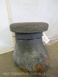 ELEPHANT FOOT STOOL W/ELEPHANT HIDE TOP *US RESIDENTS ONLY* TAXIDERMY