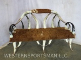 SUPER COOL COWHIDE AND HORN BENCH TAXIDERMY