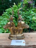 Set, of 2 Beautiful Brass Deer Book-Ends, 12 inches tall, 6.4 pounds Not Taxidermy one $