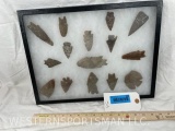 Indian Arrowheads 15 pcs in Frame Edwards Plateau