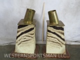 2 Zebra Hide Elephant Tusk Holders