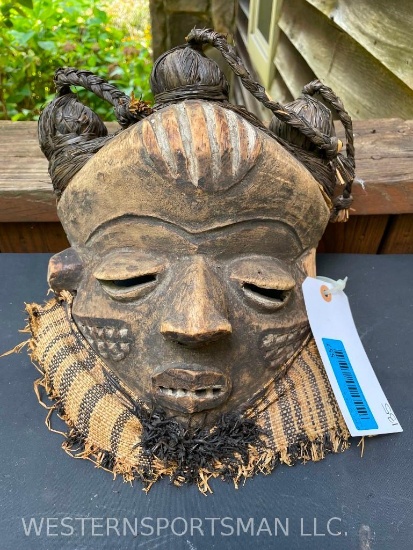 Striking, OLD IVORY COAST TRIBAL MASK, with filed teeth ! 12 1/2 inches long x 9 inches wide ..non T
