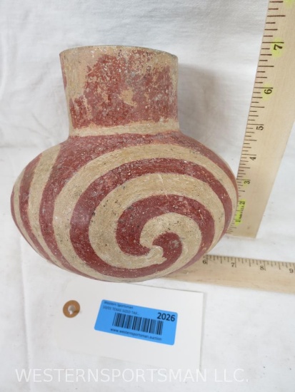 NODENA RED & WHITE POTTERY BOTTLE - MISSISSIPPIAN