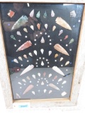 LARGE FRAME OF POINTS & BEADS ARROWHEADS