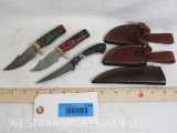 3 HANDMADE CUSTOM KNIVES with SHEATHS (3x$)