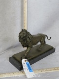 African Lion Bronze on Marble Base