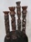 4 CARVED WOOD AFRICAN CANDLE HOLDERS (4x$) DECOR