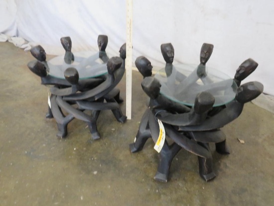 2 Carved Wooden Figure Tables (2X$) DECOR