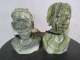 Male-Female busts -- Butterjade stone DECOR