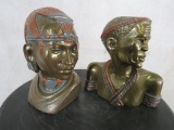 Bronze busts (left Messai warrior - right is Zulu Warrior) limited editions by James Tandi -- Medium