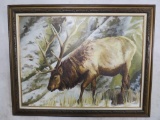 Framed Elk Painting 56