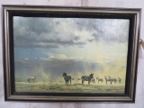 Beautiful Framed Zebra Painting 34.5