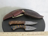 2 Very Nice Handmade Damascus Knives w/Sheaths (2x$)