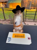 Awesome little COWBOY Chipmunk, complete with hat, & pistol, New Taxidermy, great log cabin - Wester
