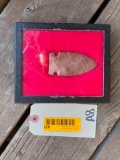 Big Chert Spear point from Ohio, about 3 1/4 inches X 1 1/2 inches in display case 6 1/4 X 5 1/4 inc