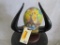 Ostrich Egg in Wildebeest Horn Stand TAXIDERMY