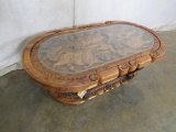 Beautifully Carved Big 5 Table w/Glass Top FURNITURE DECOR