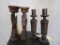 2 Sets of Carved Wooden Candle Stick Holders (2x$) DECOR