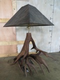 Nice Antler Table Lamp w/Shade TAXIDERMY