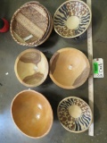 Lot of Wooden African Bowls & Wicker Baskets (ONE$) DECOR