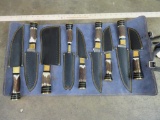 9 Antler Handle Damascus Knives w/Sheaths (9x$)