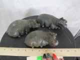 3 Stone Hippo Statues (ONE$) DECOR