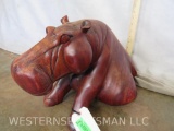 Carved Wooden Hippo DECOR