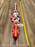 Beautiful-Old-hand made Bead & shell Tribal wall hanging from Africa, 58 inches long X 10 inches wid