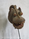 carved Wooden and Painted African Mask on Stand DECOR
