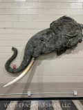 Really Cool Left Side of Elephant Head w/Reproduction Tusk TAXIDERMY