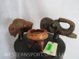 3 Carved Wooden Animals (one $)