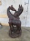 African Art -Large Wood Carving of 2 Giraffes -One ear is missing