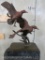 Bronze of 2 Flying Ducks on Marble Base signed (Fisher) no other markings