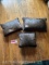 3 Klipspringer hide pillows, with chocolate colored velvet backing with zipper enclosures. 13 X 11 ,