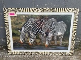 beautiful, Zebra, print. ? Afternoon Relief ll ? great colors, 3 Zebra drinking, African safari taxi