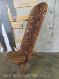 Beautiful Carved African Wooden Seat w/Big 5 AFRICAN ART