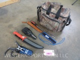 Lot of Fishing Tools & Knives w/Camo Bag (ONE$)
